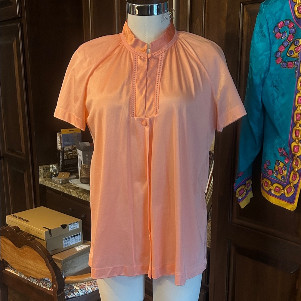 Vintage Gossard Artemis Sz L Peach Button-Up Women's Bed Jacket